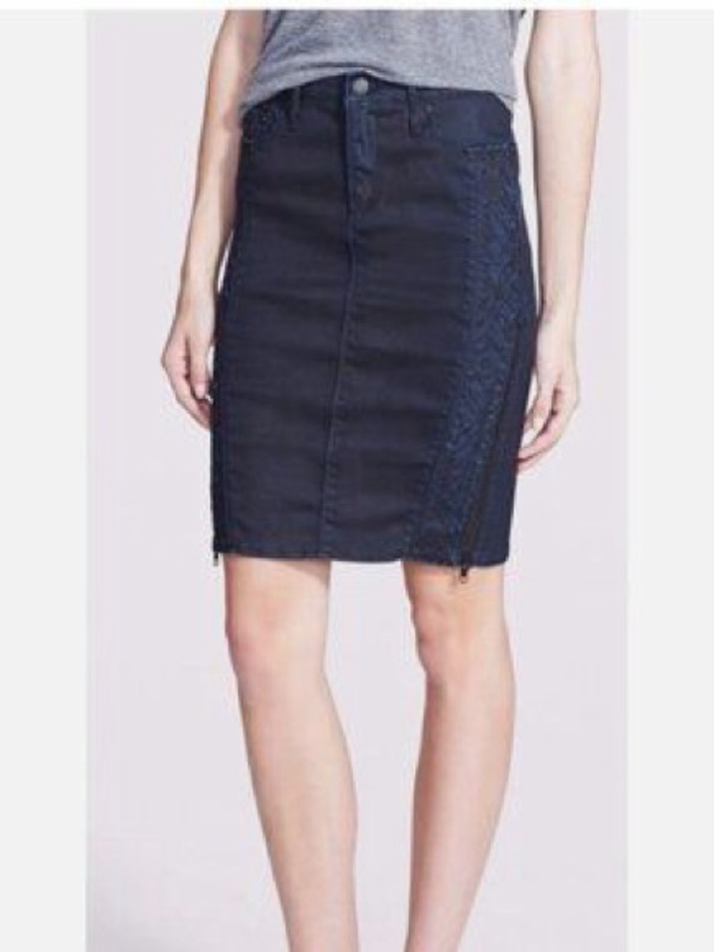TRUE RELIGION Indigo Dark Blue Wash Jean Denim Pencil Skirt Bodycon Size 27